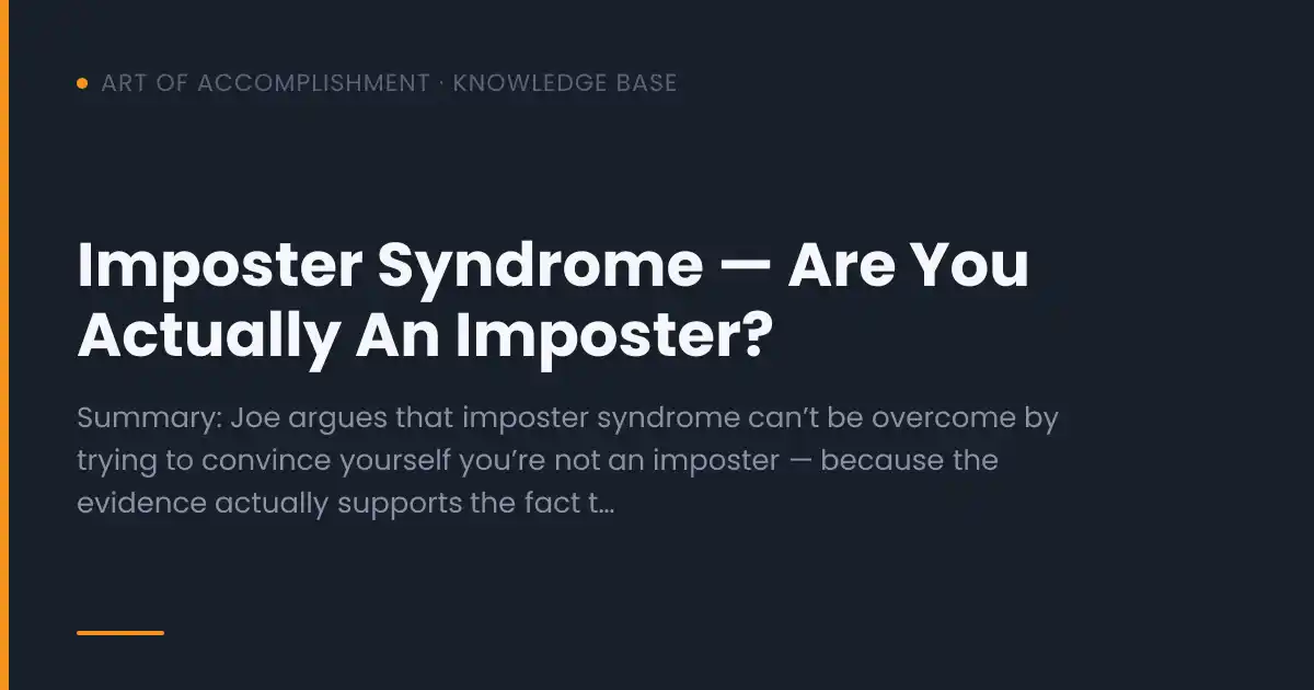 Imposter Syndrome — Are You Actually An Imposter? · Knowledge Base